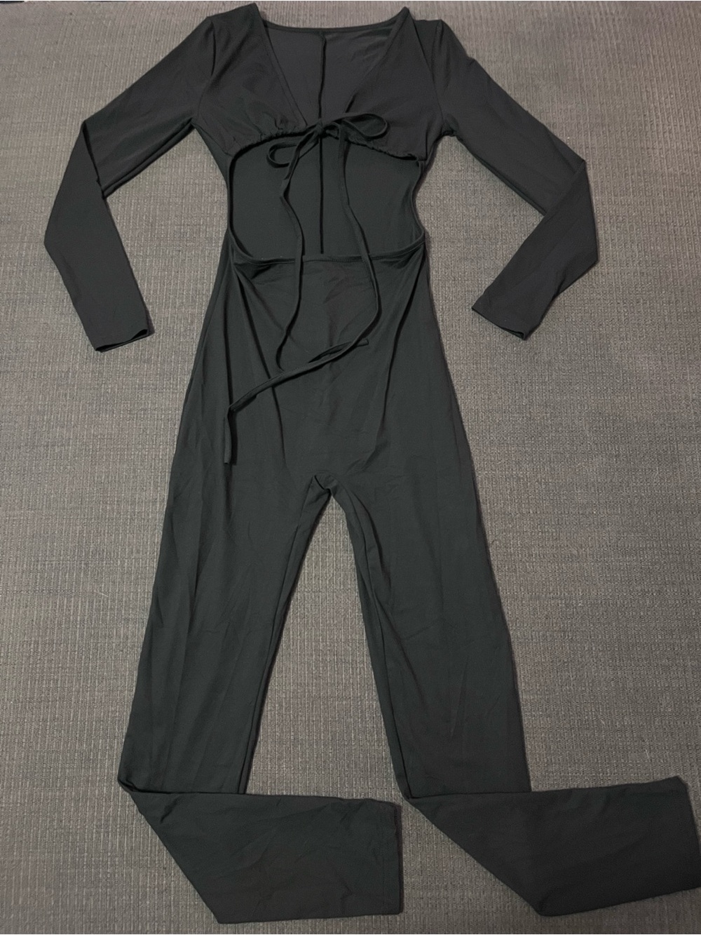 Women's Black Long-Sleeve Cutout Jumpsuit